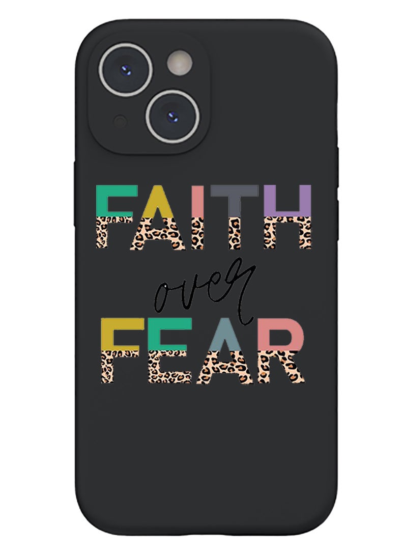 Theodor Protective Slim Fit Case Liquid Silicone Cover with Full Body Protection Anti-Scratch Shockproof Case For iPhone 15 Black  - Flowers - Image 1