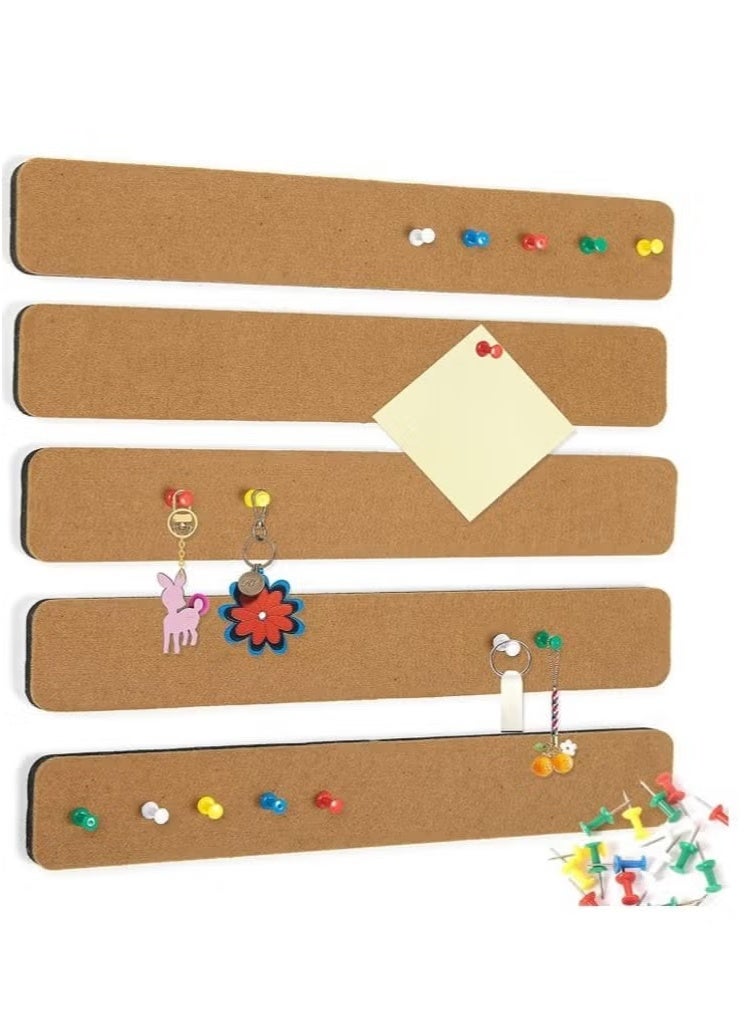 Generic 5 Pack Bulletin Board Strips, Felt Pin Board Bar with 35 Push Pins Self-Adhesive Felt Bulletin Board for Office School Home Wall Decoration, for Organize Memo, Photos, Display  - Image 1