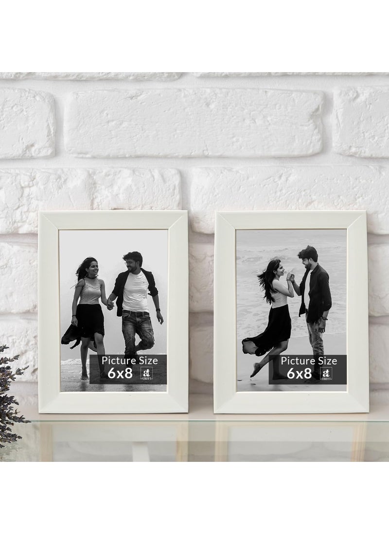 Art Street Art Street Set of 2 Table Photo Frames Wall Hanging for Home, Living Room, Study Room Decor & Office Decor (Color: White, Size, 6x8 Inch)  - Image 1