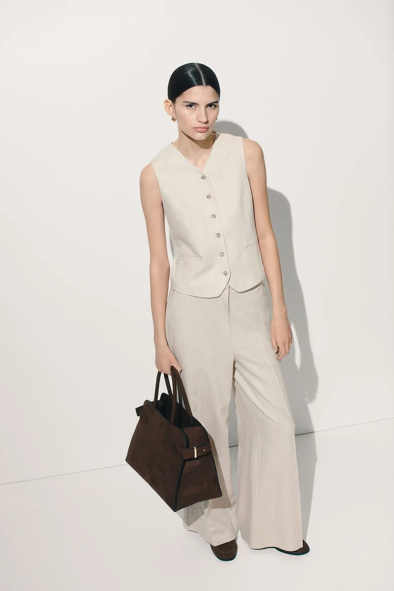 H&M Linen-Blend Suit Waistcoat