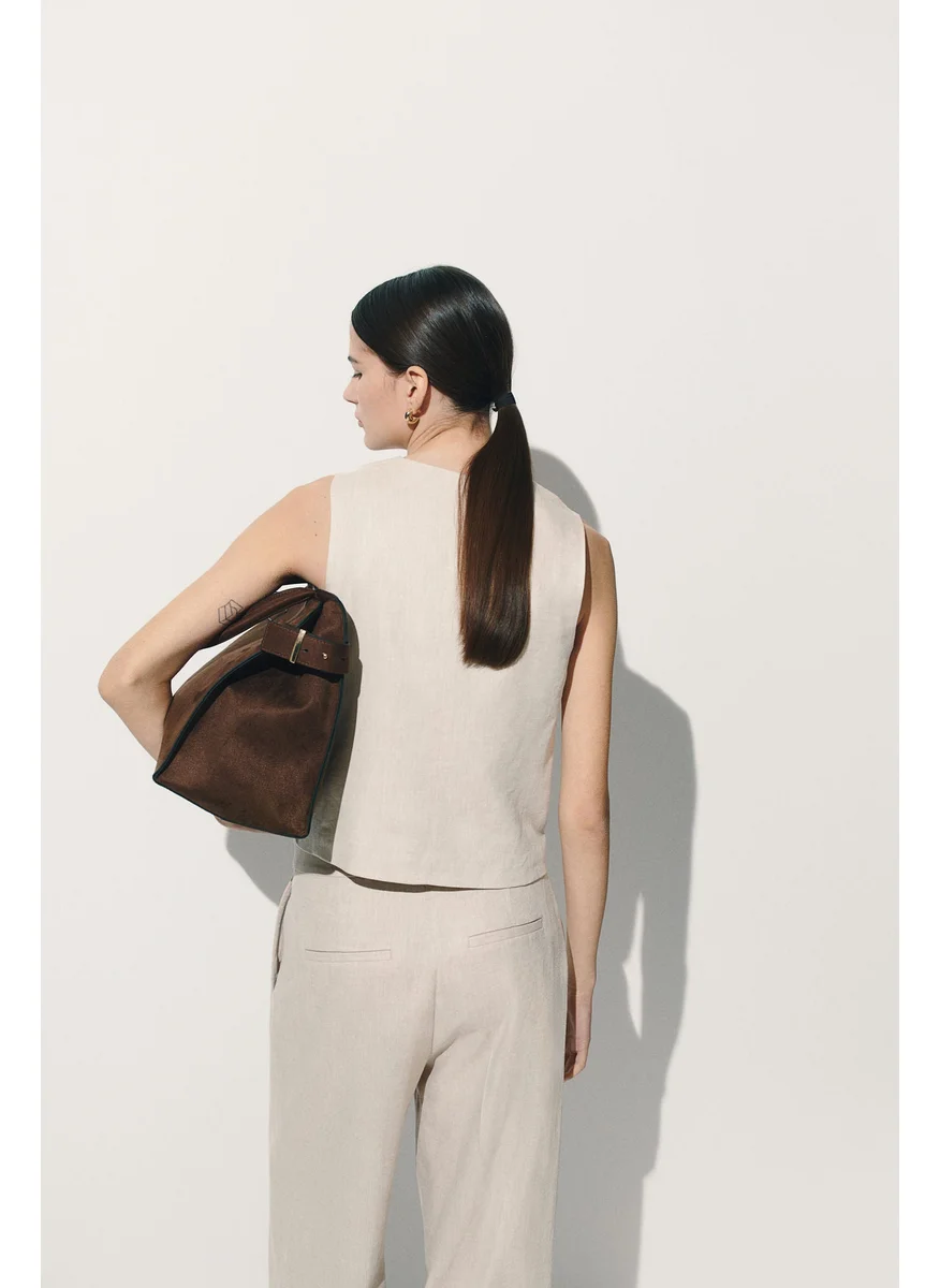 H&M Linen-Blend Suit Waistcoat