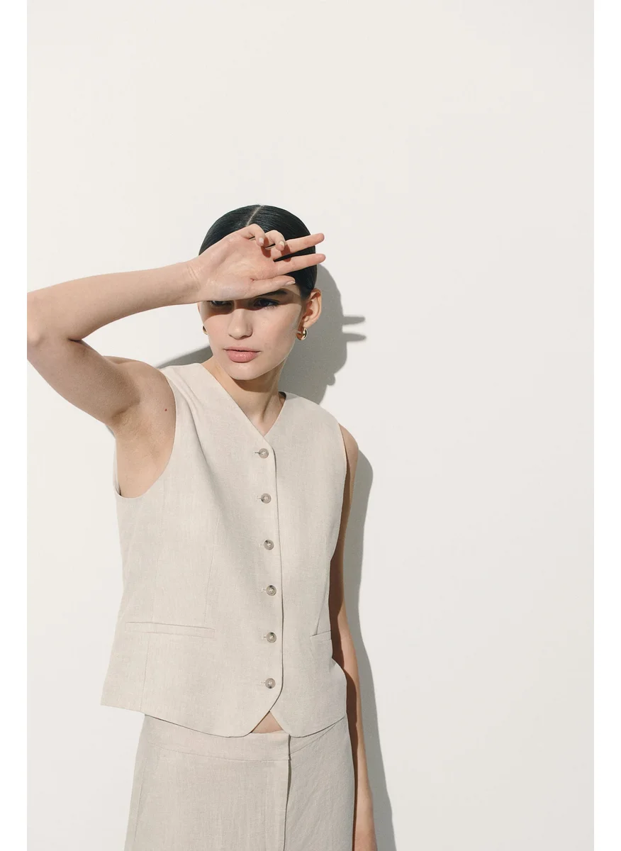 H&M Linen-Blend Suit Waistcoat