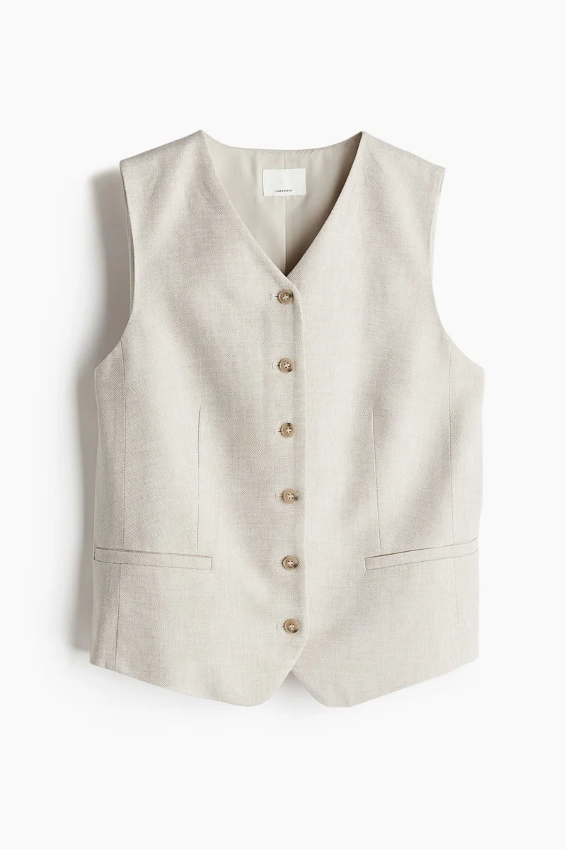 H&M Linen-Blend Suit Waistcoat