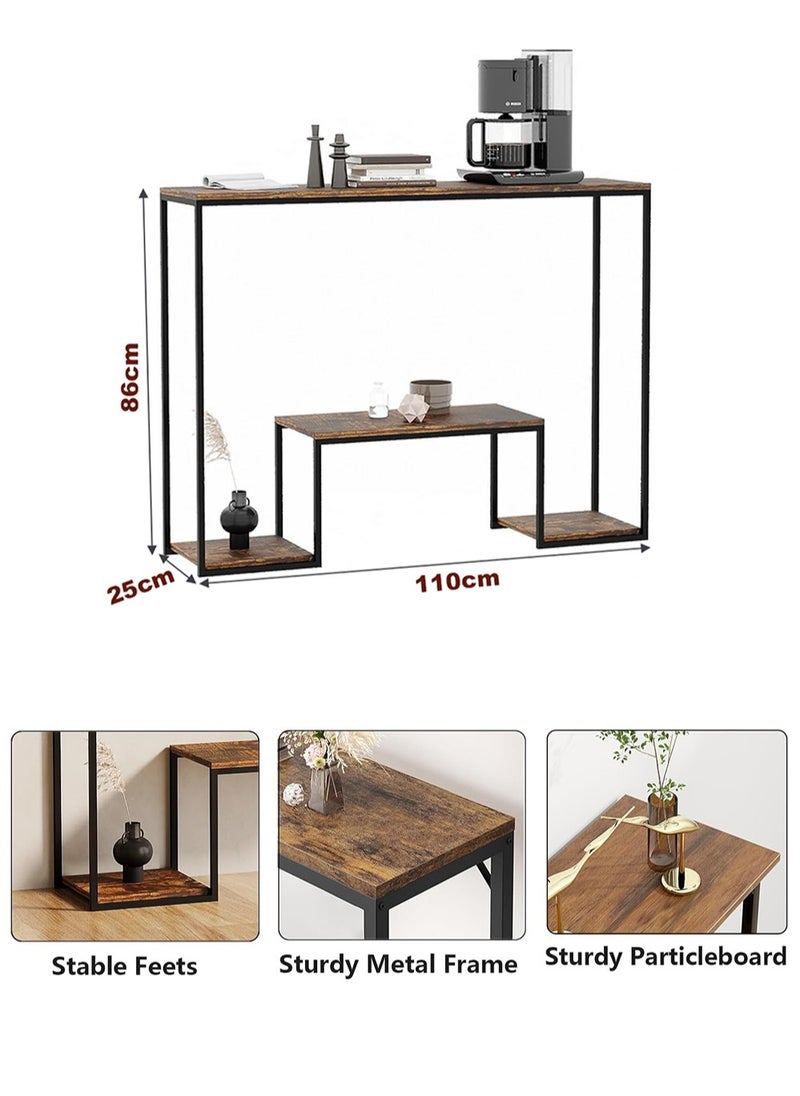 AGD - Modern Design Professional 3-Tier Console Table with Storage Shelf, Suitable for Coffee Equipment, Entryway and Living Room Table, Size 110*25*86cm - Image 1