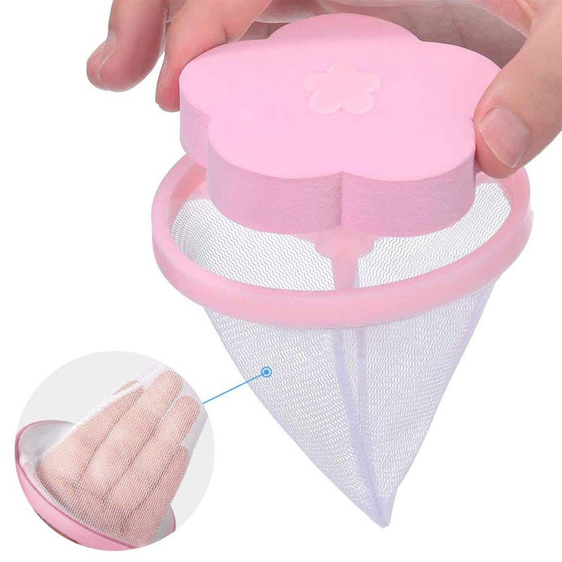 PallRin Combo Flower Shape Home Washing Machine Floating Net Bag Hair Removal Ball Debris Thread Cleaning Filter Net Lint Mesh Bag 2 Nos Washing Machine Ball Wash Without Detergent6No RandomColor  - Image 2