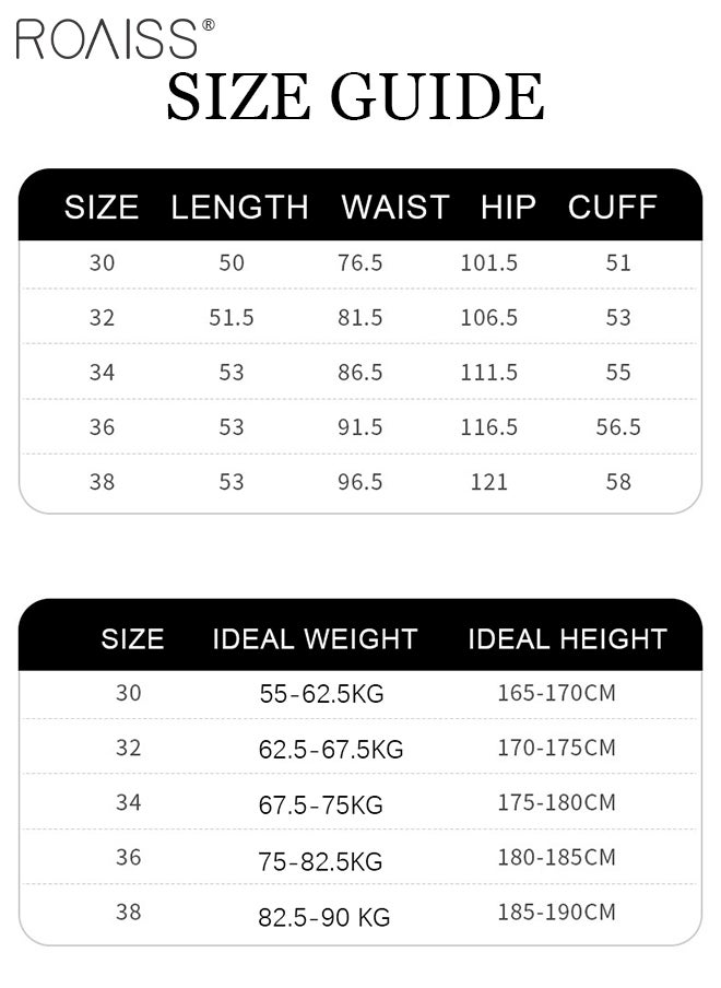 roaiss - Loose Zipper Outdoor Cargo Shorts for Men Versatile Casual Polyester Fiber Multiple Pockets Beach Shorts Mens Simple Comfortable Breathable Skin-Friendly Sports Half Pants - Image 1