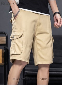 roaiss Loose Zipper Outdoor Cargo Shorts for Men Versatile Casual Polyester Fiber Multiple Pockets Beach Shorts Mens Simple Comfortable Breathable Skin-Friendly Sports Half Pants  - Image 2