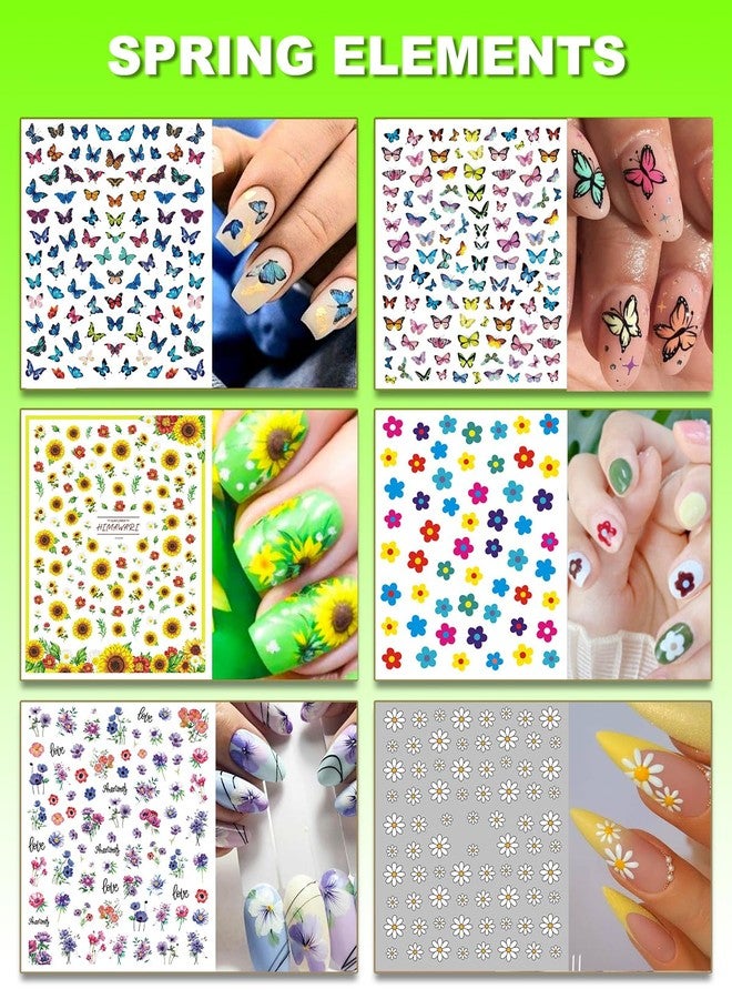 winthrop 36 Sheets All Holiday Nail Art Stickers, Mixed Season Nail Decals Set for All Year, Spring Summer 3D Self-Adhesive Colorful Pegatinas Uñas Daisy Butterfly 4th of July Halloween Christmas - Image 5