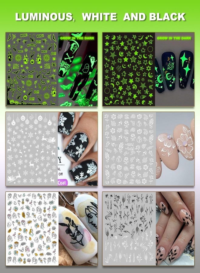 winthrop 36 Sheets All Holiday Nail Art Stickers, Mixed Season Nail Decals Set for All Year, Spring Summer 3D Self-Adhesive Colorful Pegatinas Uñas Daisy Butterfly 4th of July Halloween Christmas - Image 3
