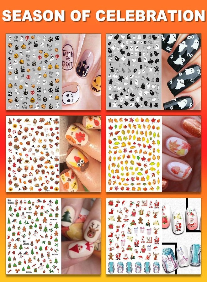 winthrop 36 Sheets All Holiday Nail Art Stickers, Mixed Season Nail Decals Set for All Year, Spring Summer 3D Self-Adhesive Colorful Pegatinas Uñas Daisy Butterfly 4th of July Halloween Christmas - Image 2