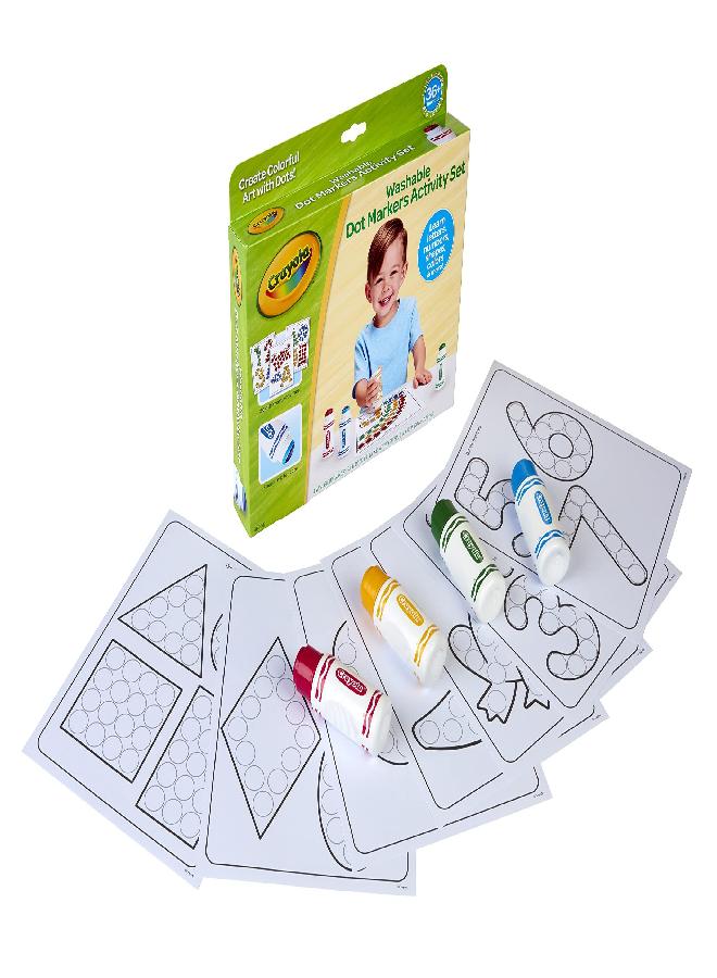 Crayola Washable Dot Markers Activity Set, 30 Toddler Coloring Pages & 4 Washable Markers, Dot Paints for Toddlers, Toddler Gifts, Ages 3+ - Image 2