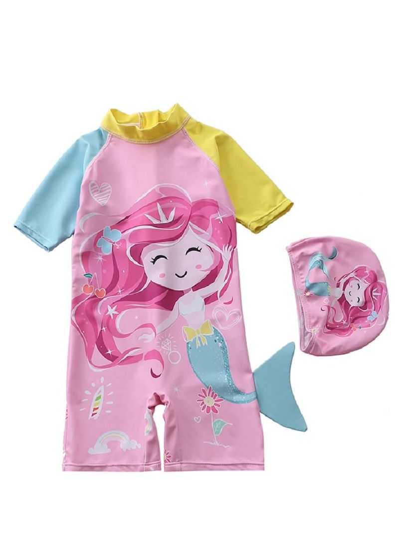 Y&D 2 piece children's swimsuit girl baby one piece surfing suit baby swimming pool girl swimsuit 80-90 cm