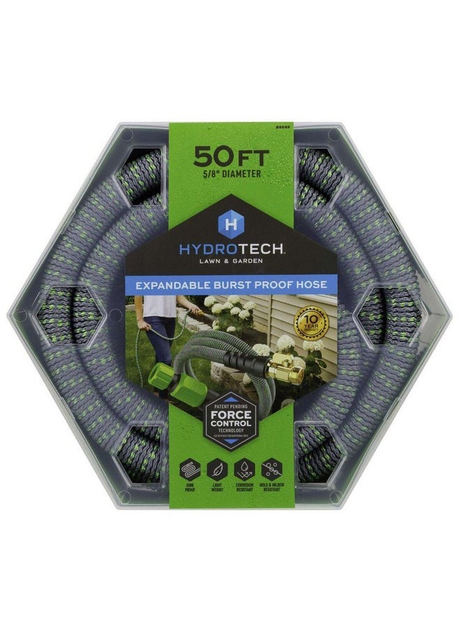 Hydrotech Expandable Burst Proof Kink Resistant Garden Hose Grey and Green 50 ft 8989C3  - Image 1