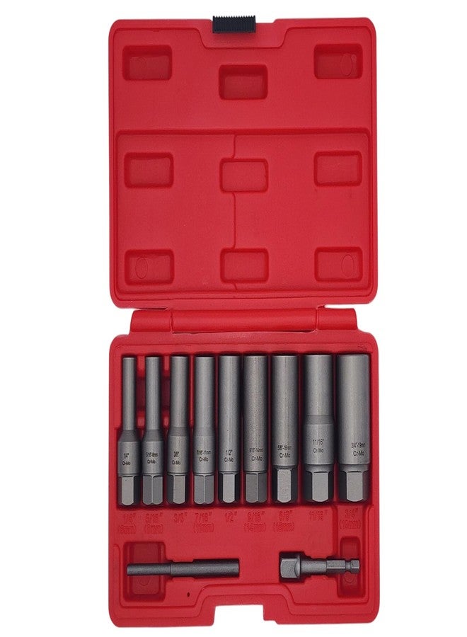 VCT 11pc 3/8 Dr Spiral Deep Deepwell Extractor Set for Removing Studs, Bolts, Fittings, Spark-Plugs, Broken nuts, Threaded Tubes, Lug nuts - Image 1