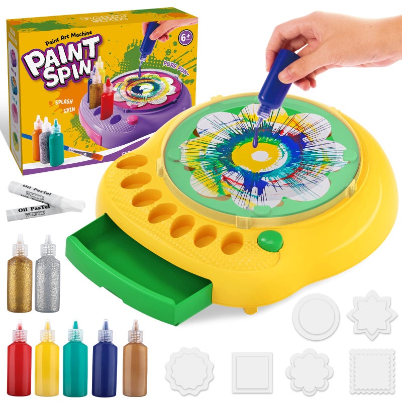 TingingYuli Spin Art Machine for Kids Paint Spinner Art Craft Kit with 36 Artboards 7 Colors Arts and Crafts Painting Set for Boys Girls Ages 412 Birthday Easter Gifts for 6 7 8 9 10 Year OldGreen - Image 2