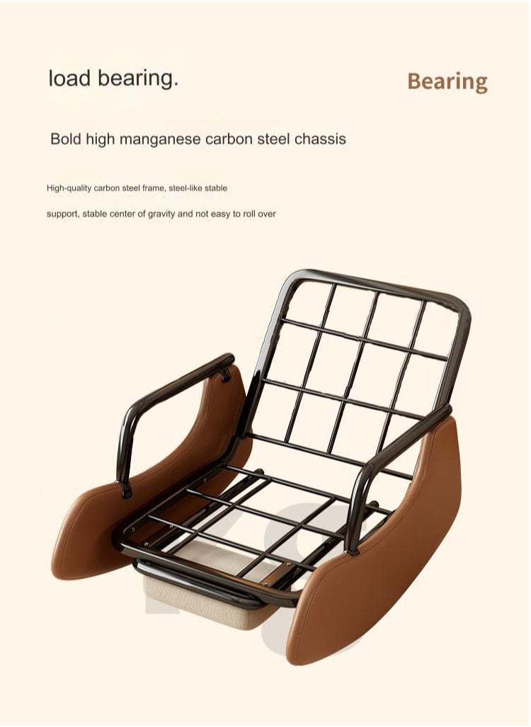 Arabest Rocking Chair, Multifunctional Lounge Chair, Comfortable Lazy Chair on Balcony, Reclining Single Person Sofa Chair, Sedentary Rocking Chair in Living Room, Off-White Khaki-With Leg Rest  - Image 4