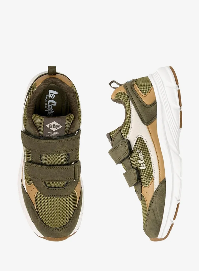 Lee Cooper Boys' Panelled Sneakers with Hook and Loop Closure