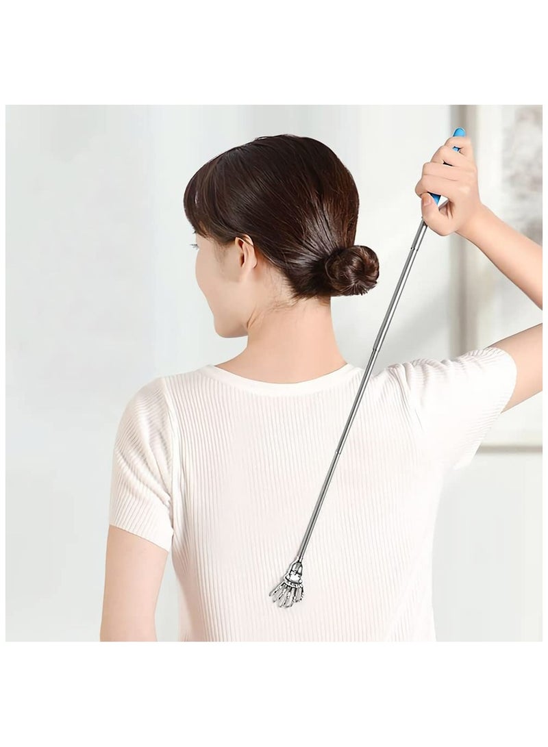 GNAFOTU 5 Pack Telescoping Back Scratcher, Portable Hand Bone Back Scratchers Extendable, 8.7-23.2 In Metal Retractable Back Scratcher,Sleek Claw Head, Stainless Steel Telescopic Rod Body, Rubber Handles - Image 2