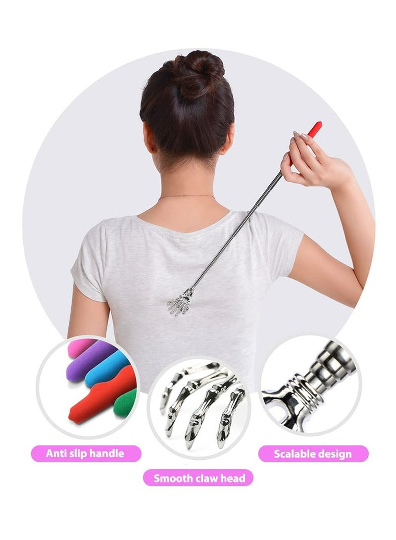 GNAFOTU 5 Pack Telescoping Back Scratcher, Portable Hand Bone Back Scratchers Extendable, 8.7-23.2 In Metal Retractable Back Scratcher,Sleek Claw Head, Stainless Steel Telescopic Rod Body, Rubber Handles - Image 4