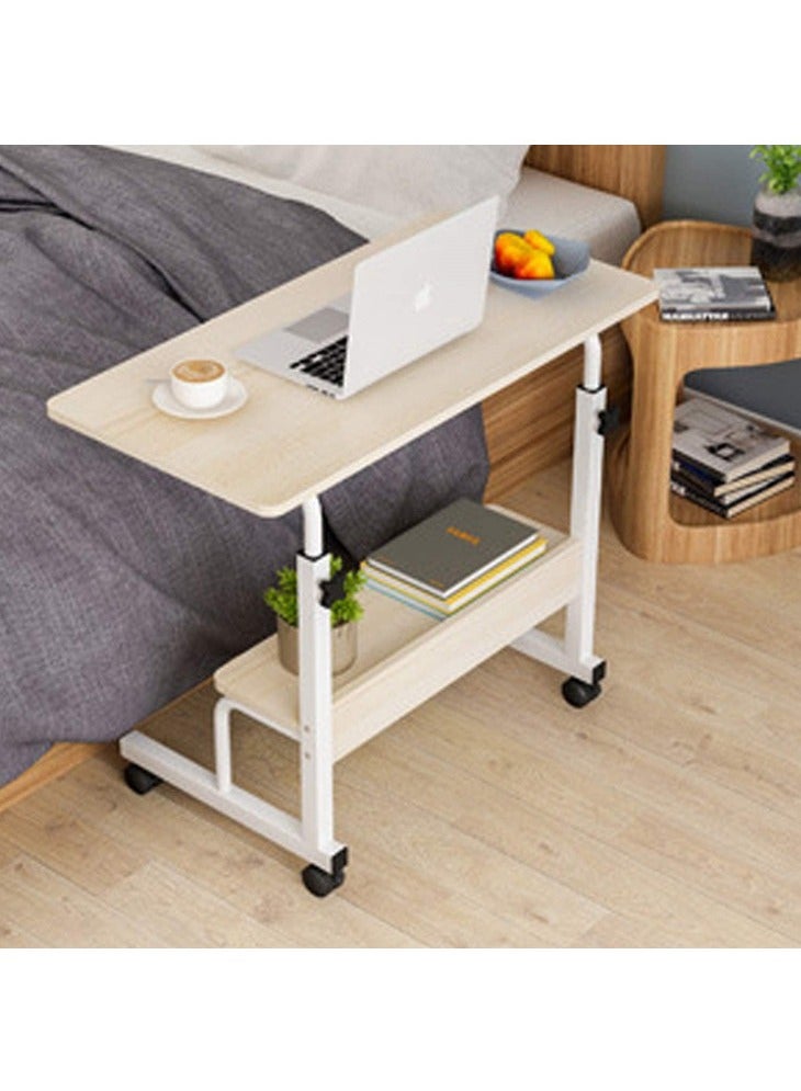 ZUIHAO Home Office Desk 80x40cm Height Adjustable PC Notebook Standing Laptop Cart End Side Table with Wheels for Study Room Bedroom Living Room - Image 1