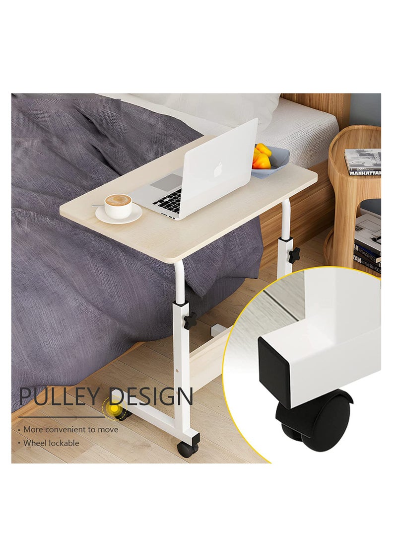ZUIHAO Home Office Desk 80x40cm Height Adjustable PC Notebook Standing Laptop Cart End Side Table with Wheels for Study Room Bedroom Living Room - Image 4