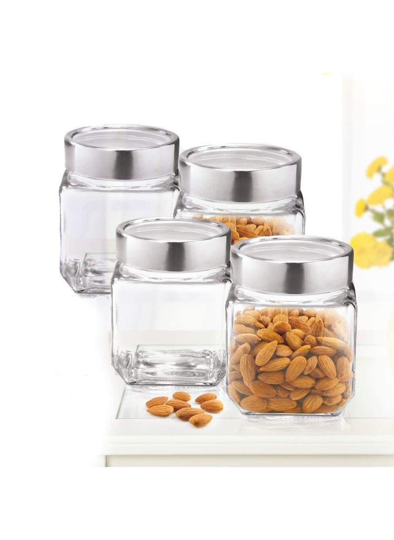 Cloudmart CLOUDMART 580ml Cube Jar, Transparent Storage Container Glass Jar, Kitchen Glass Bottle for Spices and More (Set Of 12)  - Image 2
