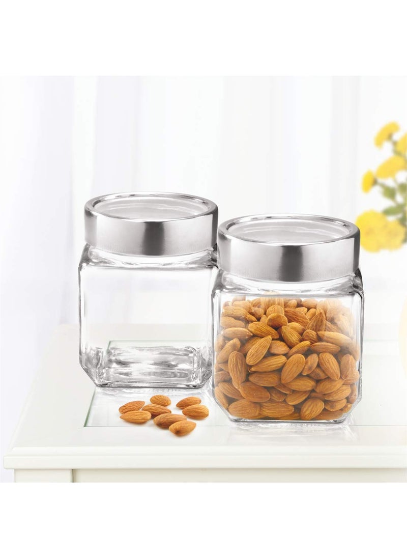 Cloudmart CLOUDMART 580ml Cube Jar, Transparent Storage Container Glass Jar, Kitchen Glass Bottle for Spices and More (Set Of 12)  - Image 4