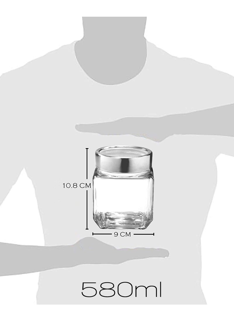 Cloudmart CLOUDMART 580ml Cube Jar, Transparent Storage Container Glass Jar, Kitchen Glass Bottle for Spices and More (Set Of 12)  - Image 5