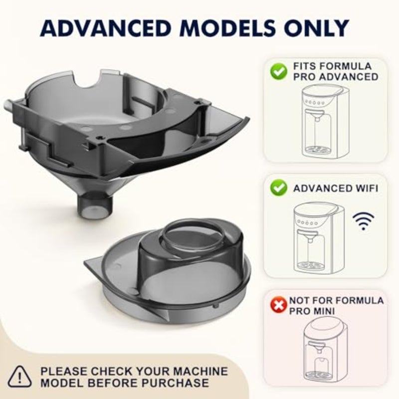 2 Sets Baby Formula Maker Funnel Replacement and Cover Compatible with Baby Brezza/Formula Pro Advanced and Advanced WiFi Dispenser Inside Parts, Grey, Not Compatible with Pro Mini - Image 2
