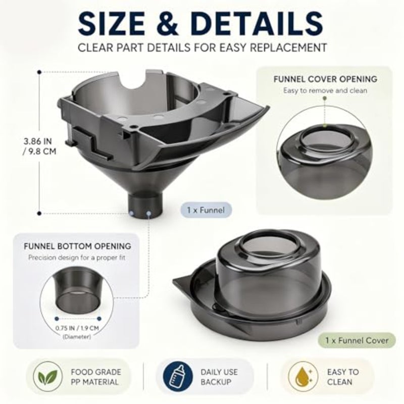2 Sets Baby Formula Maker Funnel Replacement and Cover Compatible with Baby Brezza/Formula Pro Advanced and Advanced WiFi Dispenser Inside Parts, Grey, Not Compatible with Pro Mini - Image 3