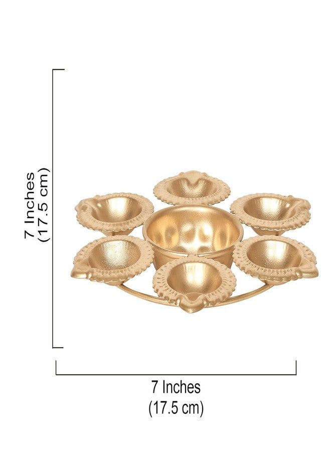 ZIG-ZAG Handcrafted Metal Urli Bowl with 6 Diyas for Floating Flowers & Tea Light Candles – Perfect for Home, Office, and Table Decor, Diwali & Christmas Decorations ( 7-Inch ) - Image 4