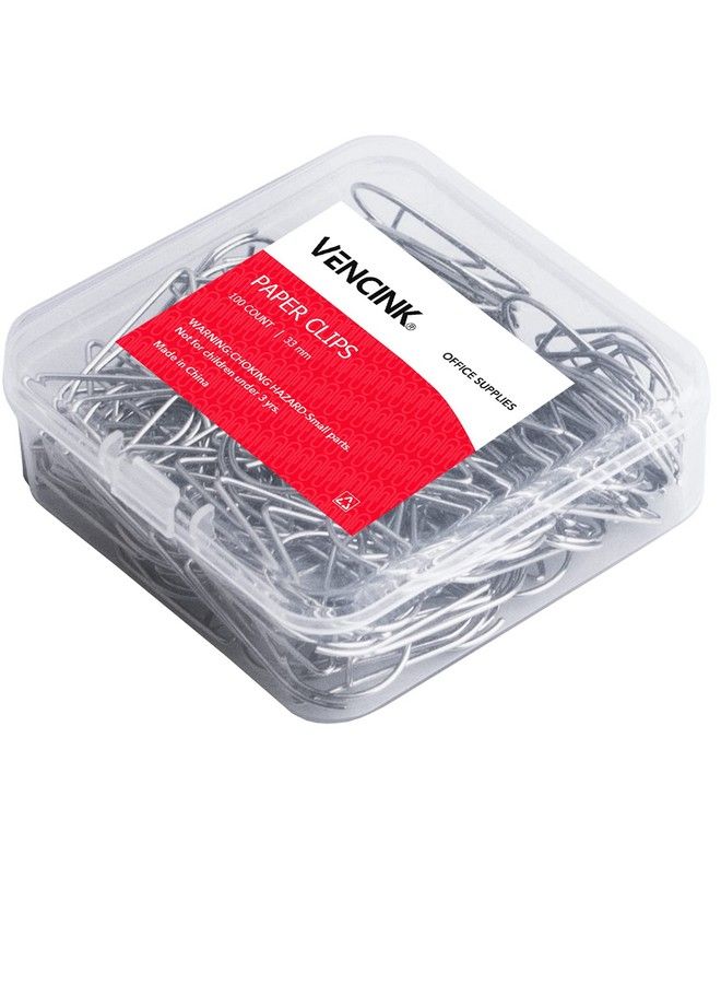 VENCINK 100 Pieces Silver Cute Paper Clips Medium Smooth Stainless Steel Dropshaped Wire Paperclips For Office Supplies Wedding Women Girls Kids Students By Vencink (1.3 Inch 33 Mm) - Image 2