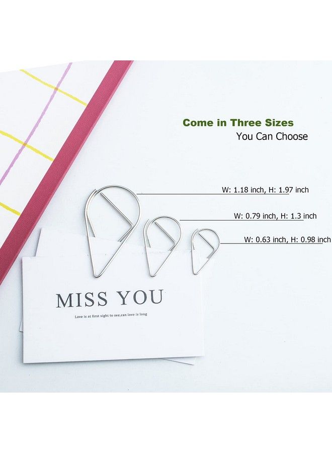 VENCINK 100 Pieces Silver Cute Paper Clips Medium Smooth Stainless Steel Dropshaped Wire Paperclips For Office Supplies Wedding Women Girls Kids Students By Vencink (1.3 Inch 33 Mm) - Image 5