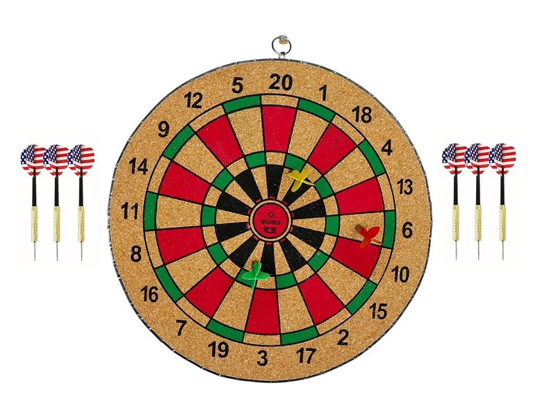 SPANCO Wooden Double Sided Dart Board Family Game Set for Kids and Adults - Image 1