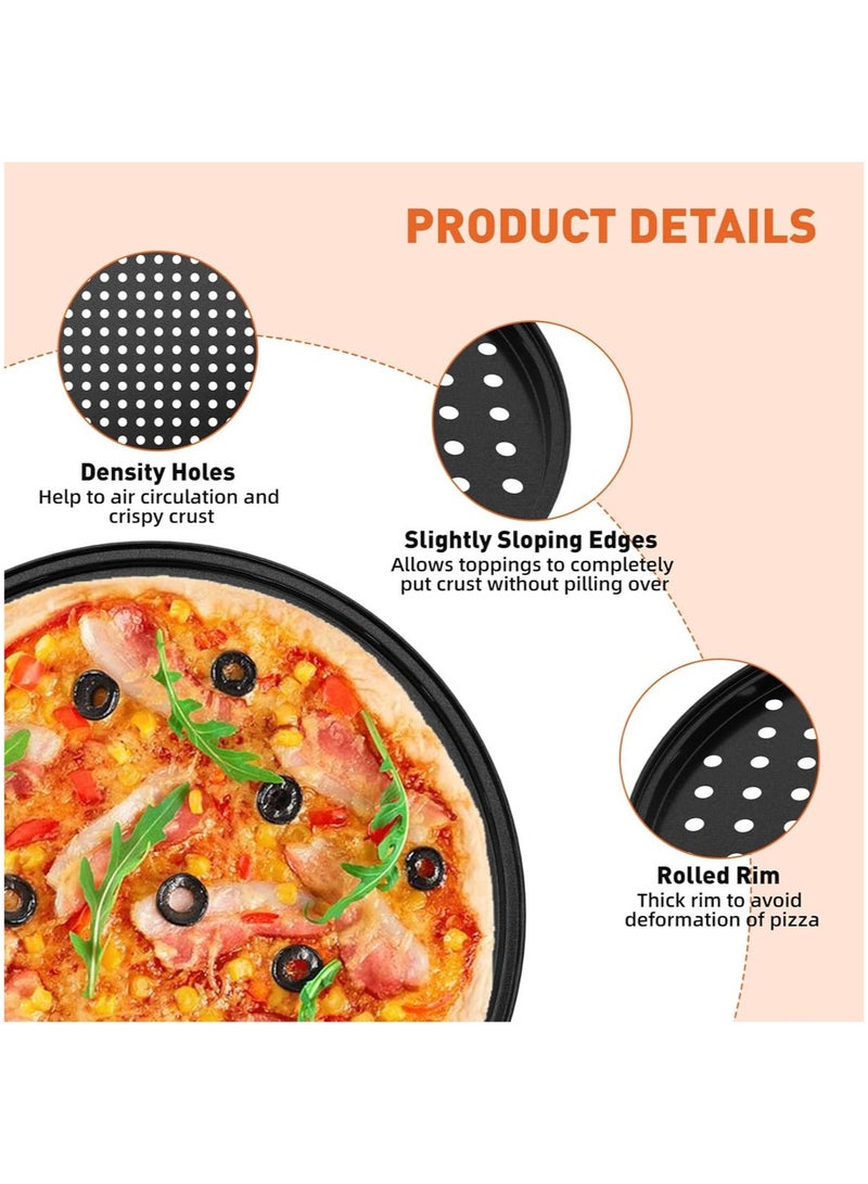 MarlaMall 3PCS Round Pizza Pan with Holes, Nonstick Pizza Tray for Oven 9Inch, 11Inch, 12 Inch, Pizza Baking Pans, Perforated Carbon Steel Pizza Bakeware for Home Restaurant Kitchen Baking - Image 3