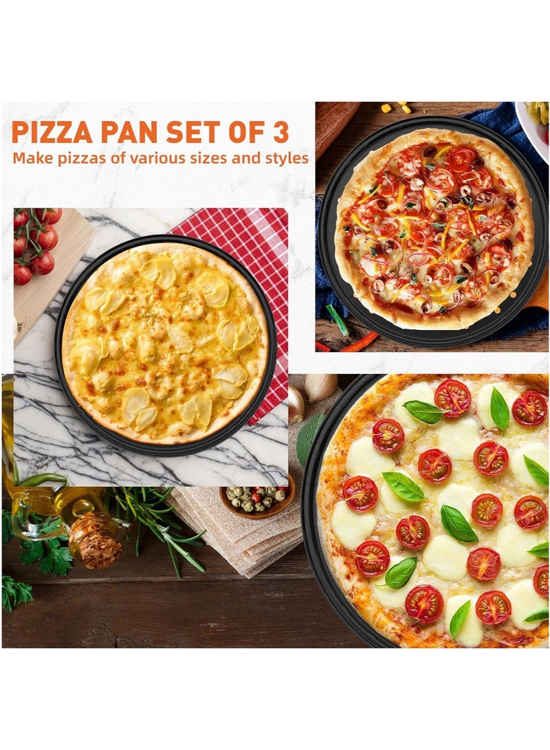 MarlaMall 3PCS Round Pizza Pan with Holes, Nonstick Pizza Tray for Oven 9Inch, 11Inch, 12 Inch, Pizza Baking Pans, Perforated Carbon Steel Pizza Bakeware for Home Restaurant Kitchen Baking - Image 5