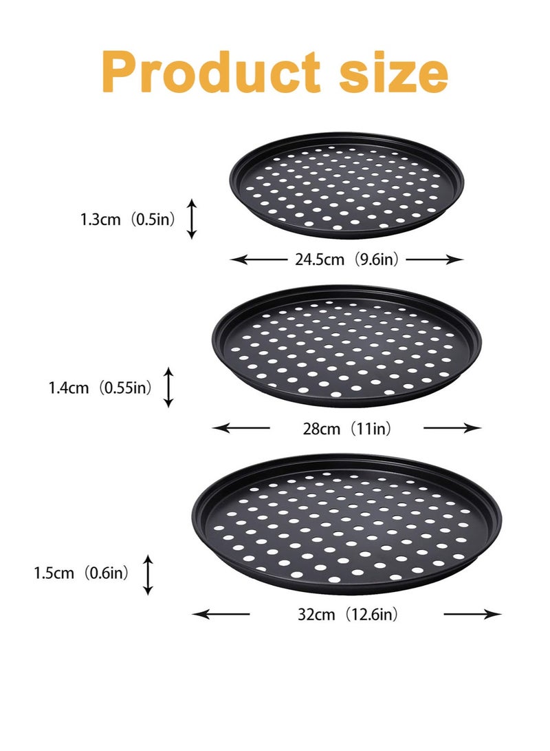 MarlaMall 3PCS Round Pizza Pan with Holes, Nonstick Pizza Tray for Oven 9Inch, 11Inch, 12 Inch, Pizza Baking Pans, Perforated Carbon Steel Pizza Bakeware for Home Restaurant Kitchen Baking - Image 2