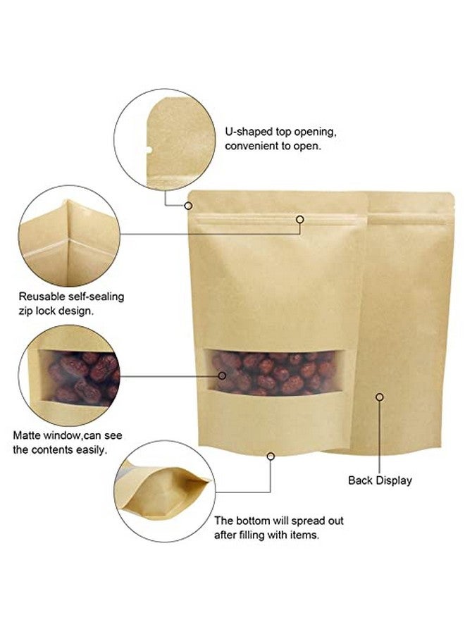 Deera Stand Up Ziplock Reusable Airtight Kraft Paper Storage Pouch (Brown)(160mmX260mm)(Pack of 50) - Image 3