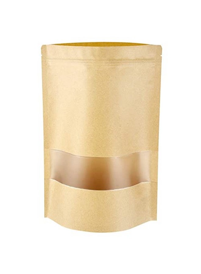 Deera Stand Up Ziplock Reusable Airtight Kraft Paper Storage Pouch (Brown)(160mmX260mm)(Pack of 50) - Image 1