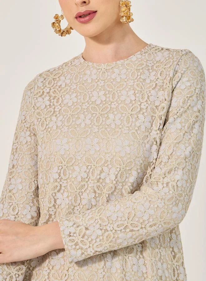 Styli lace fabric jalabiya with tassel tirms