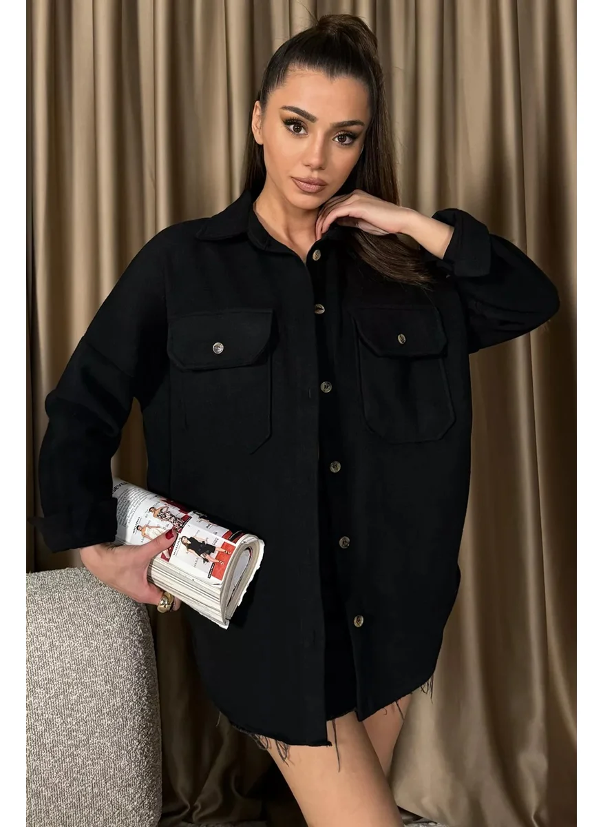 Gülseli Women's Oversize Cashmere Shirt Jacket