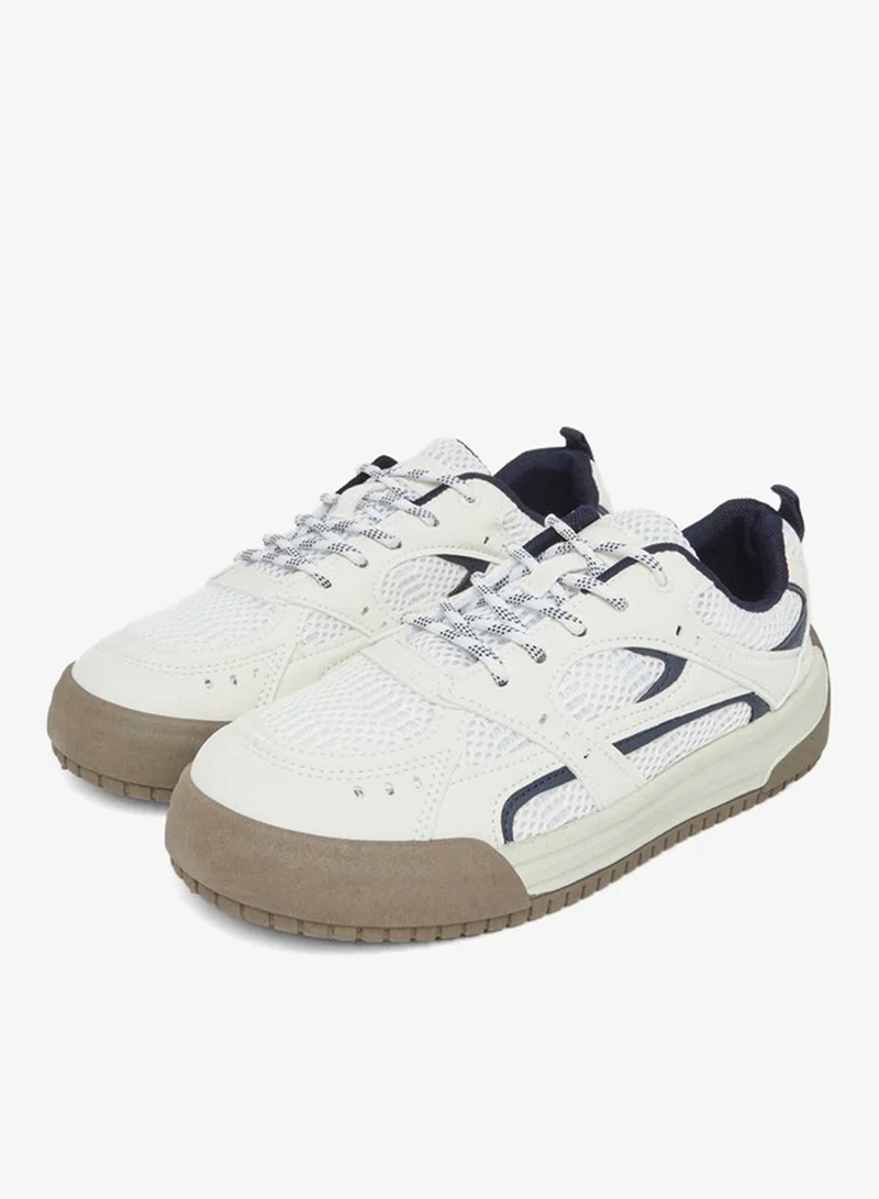 Styli Textured Lace Up Sneakers