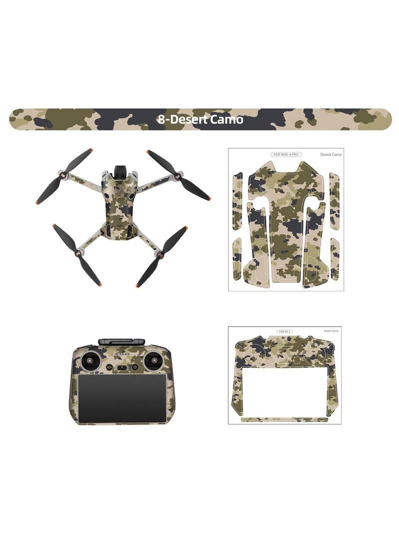 Barakah ملصقات جلدية لجهاز DJI Mini 4 Pro، ملصقات مقاومة للماء لجهاز DJI Mini 4 Pro ووحدة التحكم RC 2، مجموعة ملحقات DIY - Image 2
