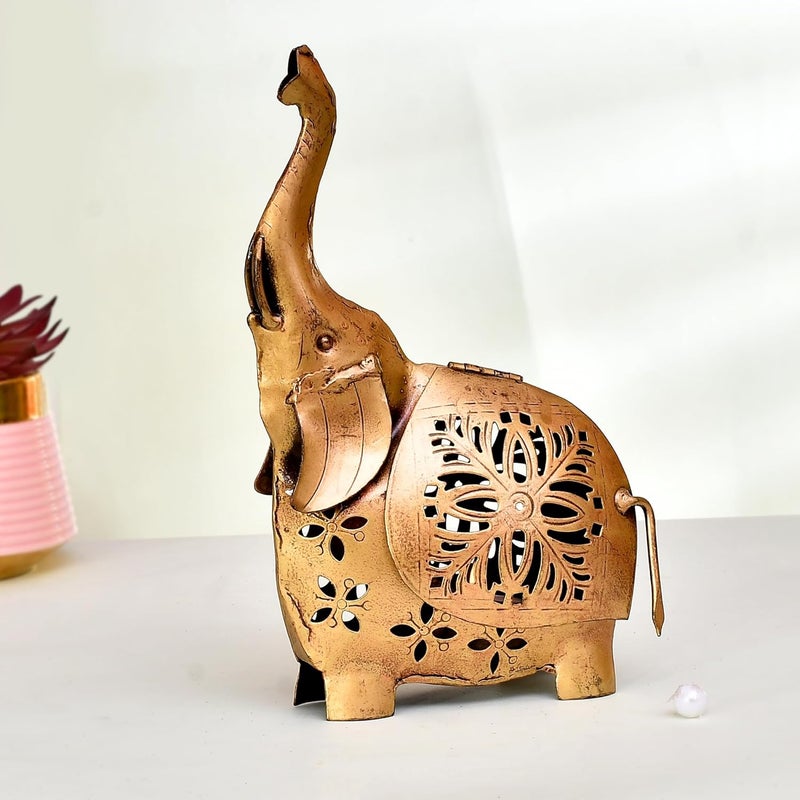 CRAFTAM Iron Elephant Tealight Candle Holder Stand Showpiece Statue for Home Living Room Decoration 1 Piece - Image 2