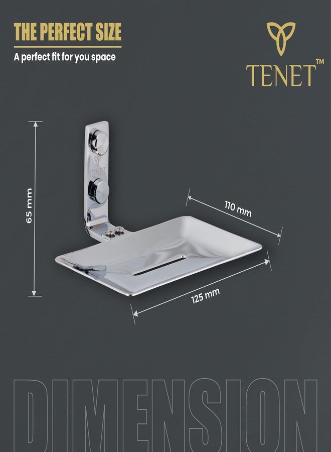 Tenet Stainless Steel Soap Dish/Soap Holder/Soap Tray - 304 Grade Rust Free Wall Mounted Bathroom Accessory for Washbasin, Shower & Kitchen Sink | 1 Year Warranty (1, Chrome Colour) - Image 3