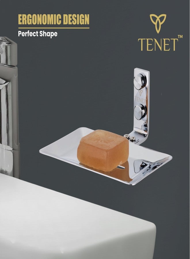 Tenet Stainless Steel Soap Dish/Soap Holder/Soap Tray - 304 Grade Rust Free Wall Mounted Bathroom Accessory for Washbasin, Shower & Kitchen Sink | 1 Year Warranty (1, Chrome Colour) - Image 5