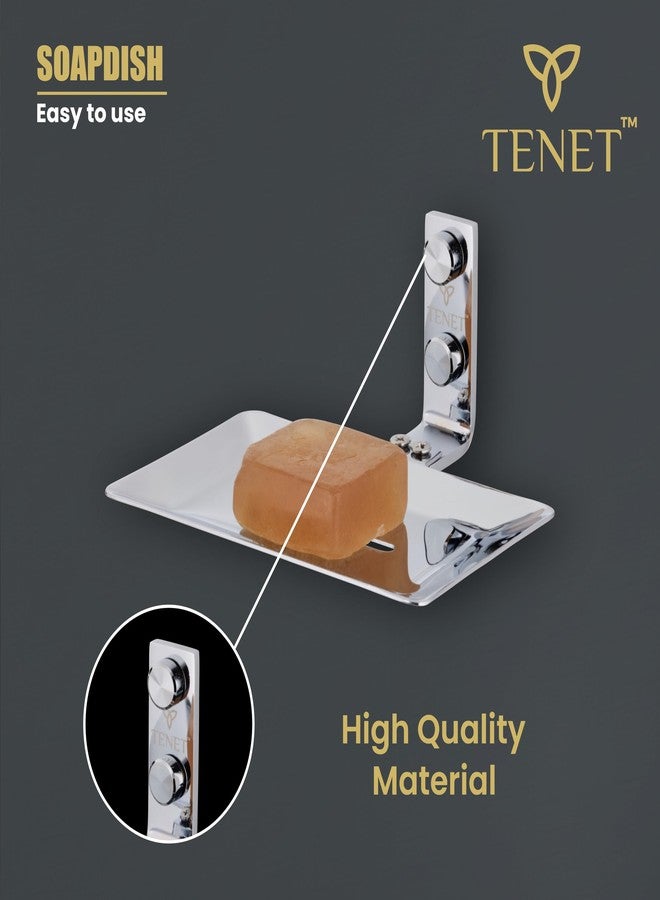 Tenet Stainless Steel Soap Dish/Soap Holder/Soap Tray - 304 Grade Rust Free Wall Mounted Bathroom Accessory for Washbasin, Shower & Kitchen Sink | 1 Year Warranty (1, Chrome Colour) - Image 4