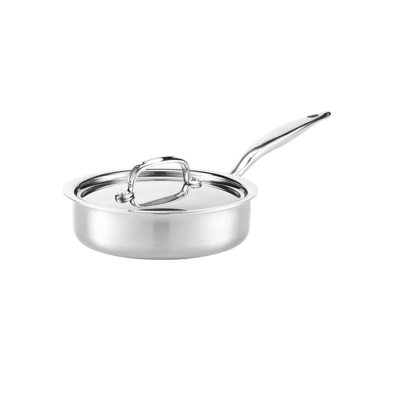 Heritage Steel 15 Quart Saut Pan with Lid Titanium Strengthened 316Ti Stainless Steel with 5Ply Construction InductionReady and Fully Clad Made in USA
