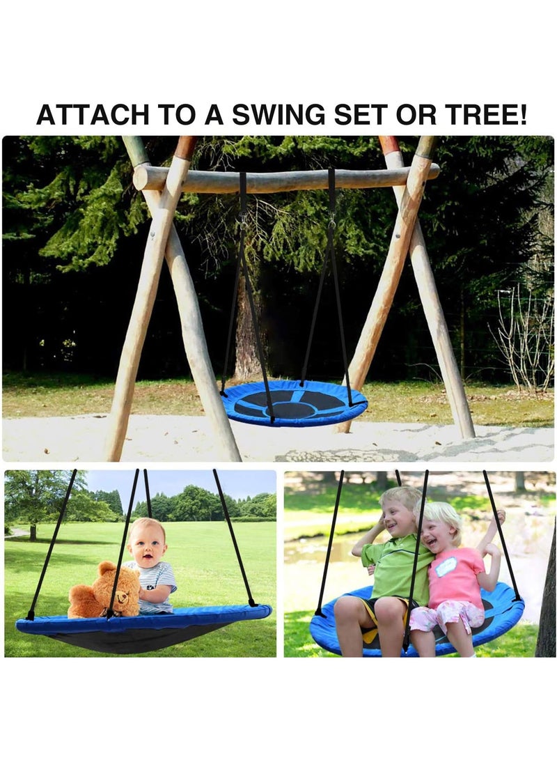 GUDOO مقعد أرجوحة عش 110 سم للأطفال – للأطفال للداخلية والخارجية، أرجوحة دائرية كبيرة على شكل صحن، سعة تحمل 500 رطل، مناسبة للأشجار، الفناء الخلفي، ملاعب الأطفال، سهلة التركيب، باللون الأزرق. - Image 5