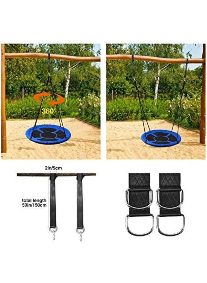 GUDOO مقعد أرجوحة عش 110 سم للأطفال – للأطفال للداخلية والخارجية، أرجوحة دائرية كبيرة على شكل صحن، سعة تحمل 500 رطل، مناسبة للأشجار، الفناء الخلفي، ملاعب الأطفال، سهلة التركيب، باللون الأزرق. - Image 2